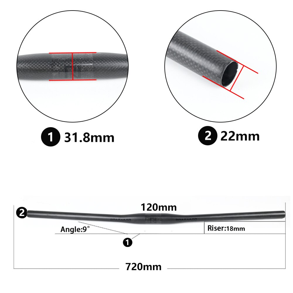 voll Kohlenstoff Fiber Lenker einstellen MTB Fahrrad Lenker + Vorbau 700/720/740/760mm * 31,8mm Mountainbike Aufstieg Bar Stengel
