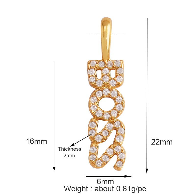 Fine LOVE KISS BABY ANGEL DEAR MAMA LUCKY Letter Charm Pendant Jewelry, Trendy Necklace Accessories Hand Making Supply K50: Yellow