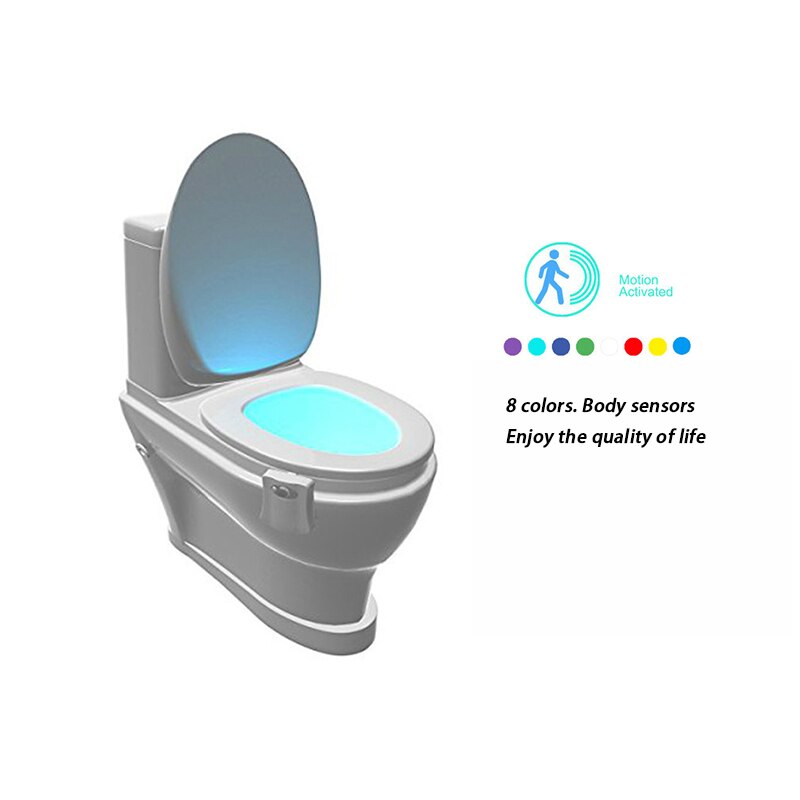 Toilet natlampe natlampe sensor 8 farve led batteri bevægelsespærer & belysning akut tør atmosfære kort aaa