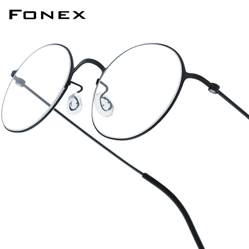 FONEX-Monture de lunettes en titane B pour hommes et femmes, de , montures rondes, poids ultraléger, Morten, lunettes coréennes sans vis: Gris clair