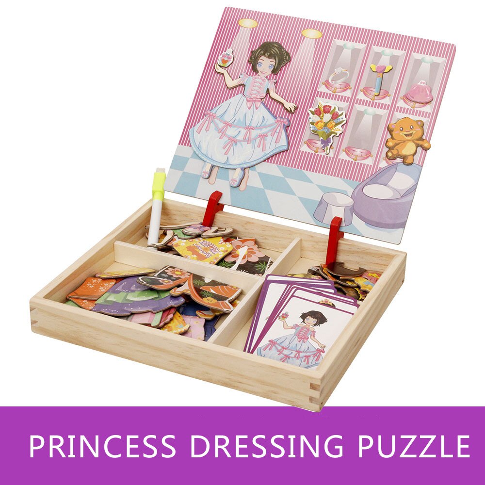 MWZ Multifunktionale Zeichnung Bord Holz Spielzeug Pädagogisches Magnetische Puzzle Kinder Kinder Puzzle Spielzeug: Rosa