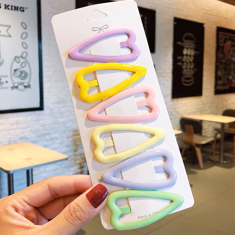 6 stks/set Vrouwen Meisjes Leuke Kleurrijke Hart Driehoek Haarspelden Zoete Haarspeldjes Haarspeldjes Haar Ornament Mode Haaraccessoires