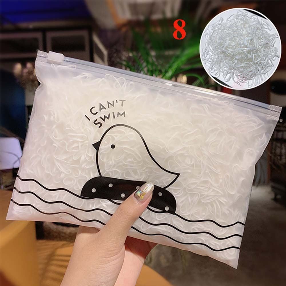 1000 stk/pakning engangs gummistrikk tyggegummi for jenter fargerik liten hestehaleholder elastiske hårbånd hårtilbehør: 8