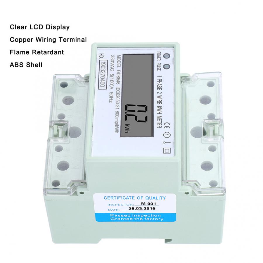 Elenergimätare enfas 5-100a 230 vac energimätare din rail digital lcd elförbrukningsmätare
