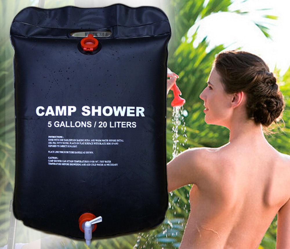 Utomhusdusch vattenväska bärbar 20l 5 gallon duschväska camping vandring soluppvärmd dusch badväska underbara resesatser: 20l