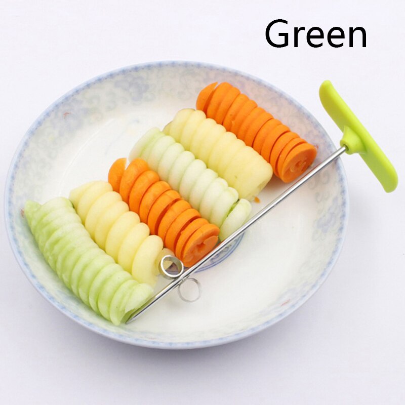 Vegetables Spiral Knife Kitchen Carving Tool Potato Carrot Cucumber Salad Chopper Spiral Screw Slicer Cutter Kitchen Accessories: Green