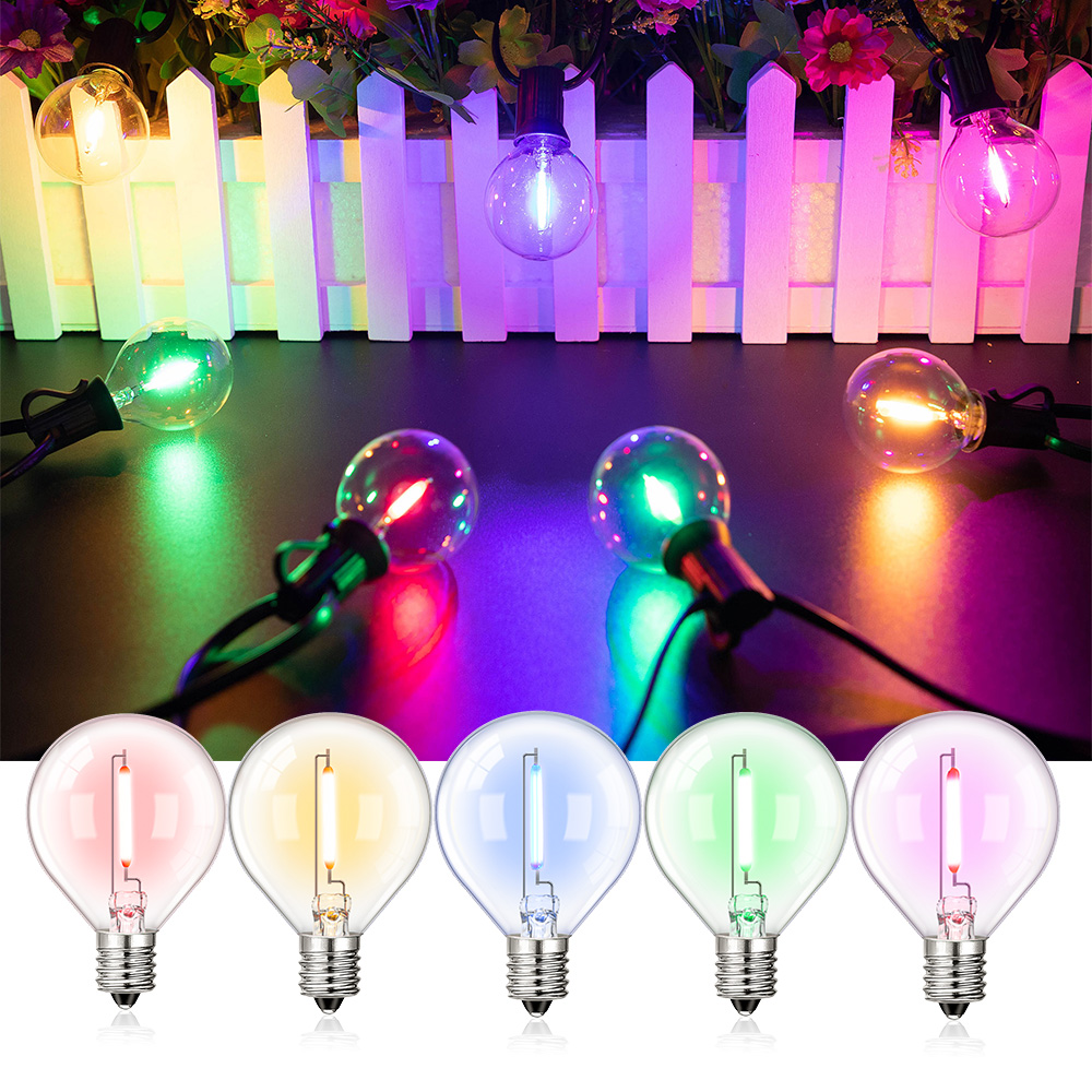 Bombilla de repuesto Led Multicolor G40 bombilla de filamento de colores 1W E12 RGB globo Mini lámparas de bola para cadena de luces decoración de de cumpleaños