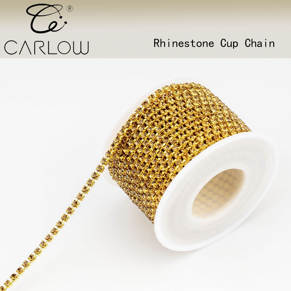 Carlow 10Yard/Rol Primaire Kleur Glas Kristallen Steentjes Ketting Naaien Op Close Cup Strass Kettingen Rol Voor Tas Decoratie: 4Mm / Koper