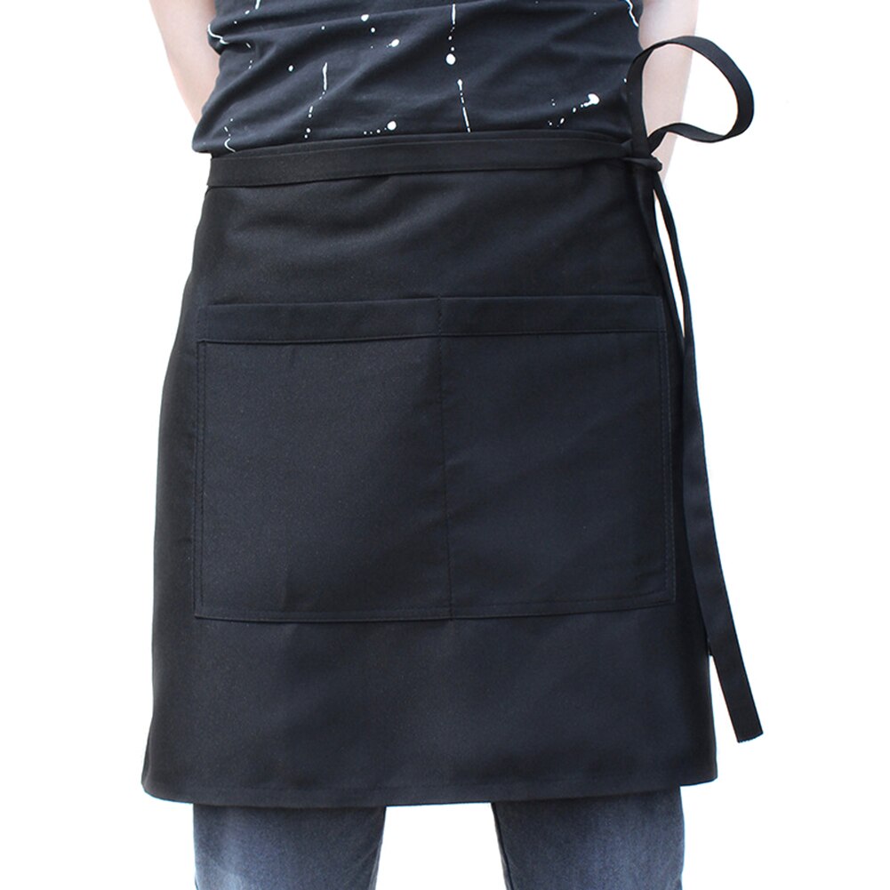Delantal de cintura con bolsillo Catering camarero Bar hogar Mantener la ropa delantal limpio TT @ 88: Black