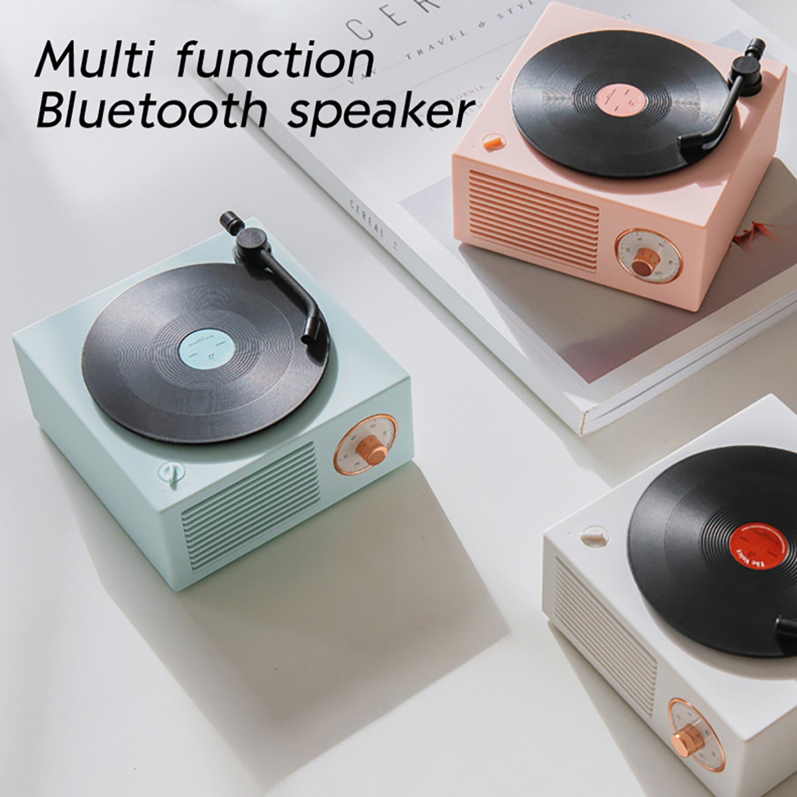 Retro Bluetooth 5.0 Vinyl Record Player Speaker Strong Bass Tf Card Portable Top Standard Super High Sound