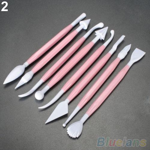 8 Pcs/1 Set Flower Plunger Cutter Sugar craftes Fondant Cake Mold Decorating Tools: Pink