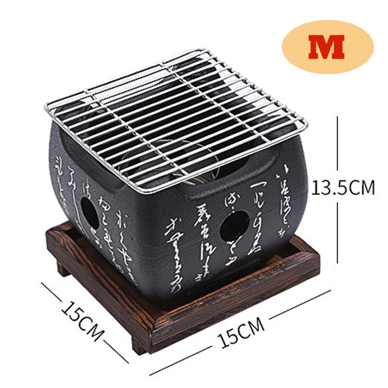 Portátil japonês churrasqueira a carvão grelhador grelhadores de liga de alumínio ao ar livre indoor churrasco grill pan churrasqueira fogão: 15X15cm