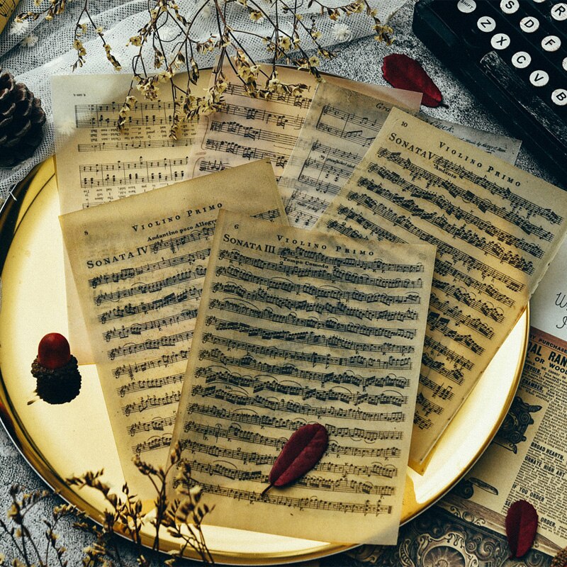 6Pcs Music Note Material Background Paper Junk Journal Diary Planner Scrapbooking Decorative DIY Craft Paper Photo: 20420