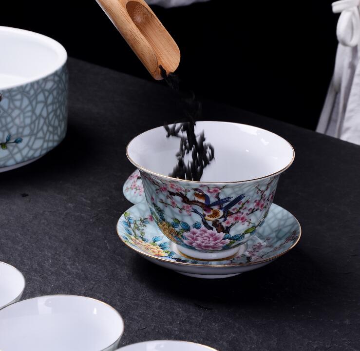 Gaiwan En Porcelaine Blanche – Tasse à Thé Avec Couvercle Et Soucoupe – Set De 3 Pièces
