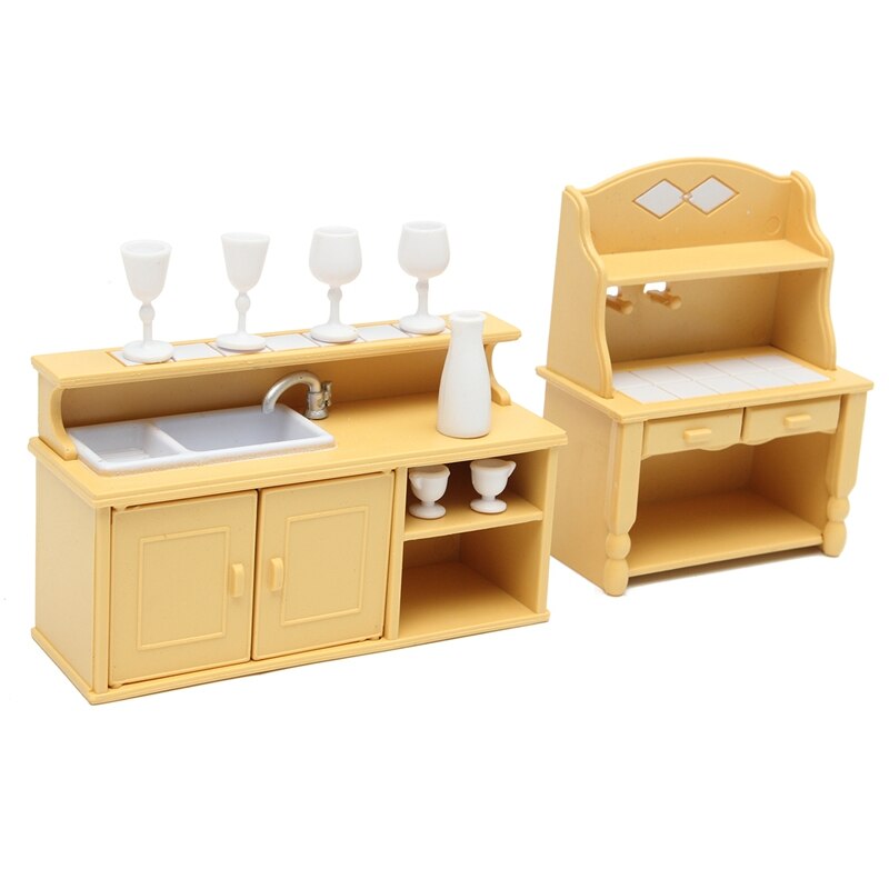 KiWarm Leuke Miniaturen Keuken Kasten Set Poppenhuis Meubels Ornamenten Kinderen Speelgoed Poppen voor Thuis Kinderen Kamer Decor