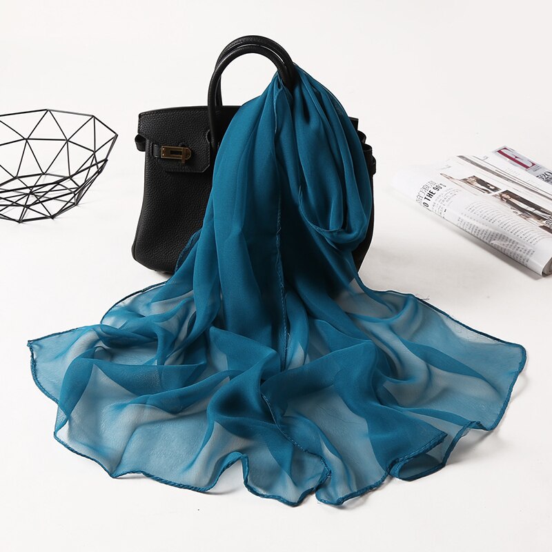 Mode Zon Zijden Sjaal Vrouwen Bloem Georgette Bandana Elegante Zee Strand Shawl Soft Hijab Lange Dunne Zijden Sjaal: A2
