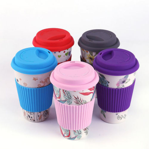 Reusable Bone China Ceramic Travel Mugs Tea Coffee Travel Mug Cup Silicone Lid