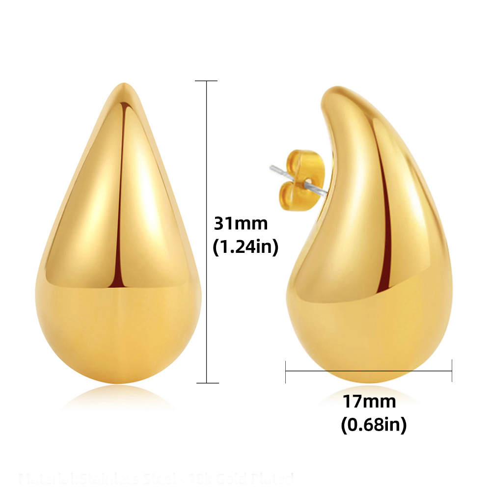 Pendientes de aro dorados gruesos de gran tamaño para mujer y niña, pendientes de gota de agua Extra grandes, aros grandes ligeros, joyería de: orange