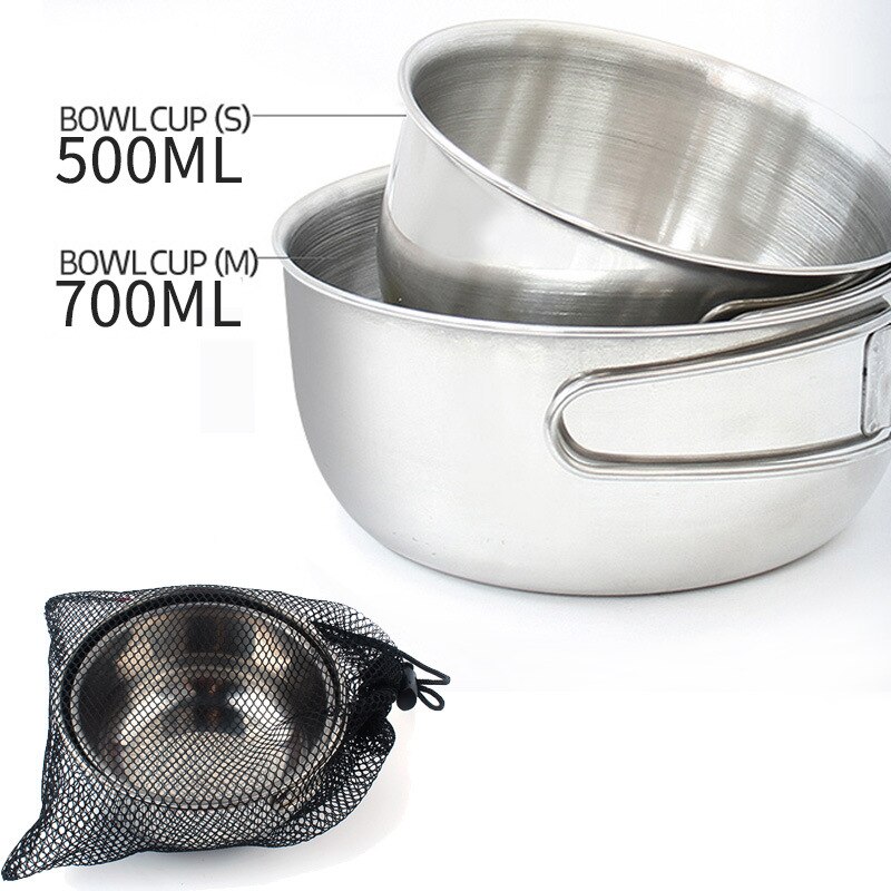 304 roestvrij staal vouwen kom Outdoor camping draagbare picknick kommen set Instant noodle kom thuis kookgerei servies