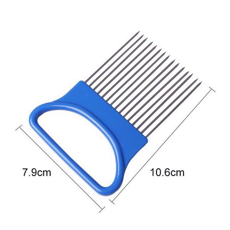 Rustfritt stål løk nål løk gaffel grønnsaker frukt slicer tomat cutter kutte trygg hjelpemiddel holder kjøkken tilbehør verktøy
