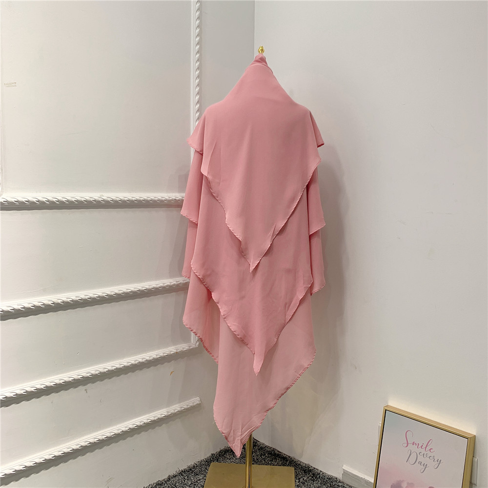 Foulard khimar trois couches à volants pour femmes, hijab, musulmane, dubaï, Turban turc, châles malaisiens, marocain