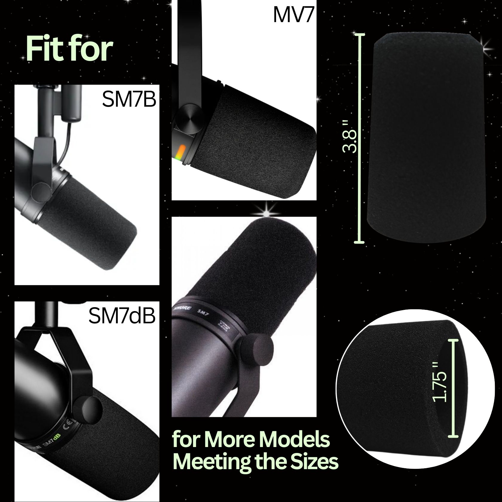 SM7B Filtr popowy robić mikrofonu Shure SM7B, MV7 Piankowa osłona przeciwwietrzna RK345 Osłona mikrofonu z pierścieniem ustalającym Różowy, żółty, zielony