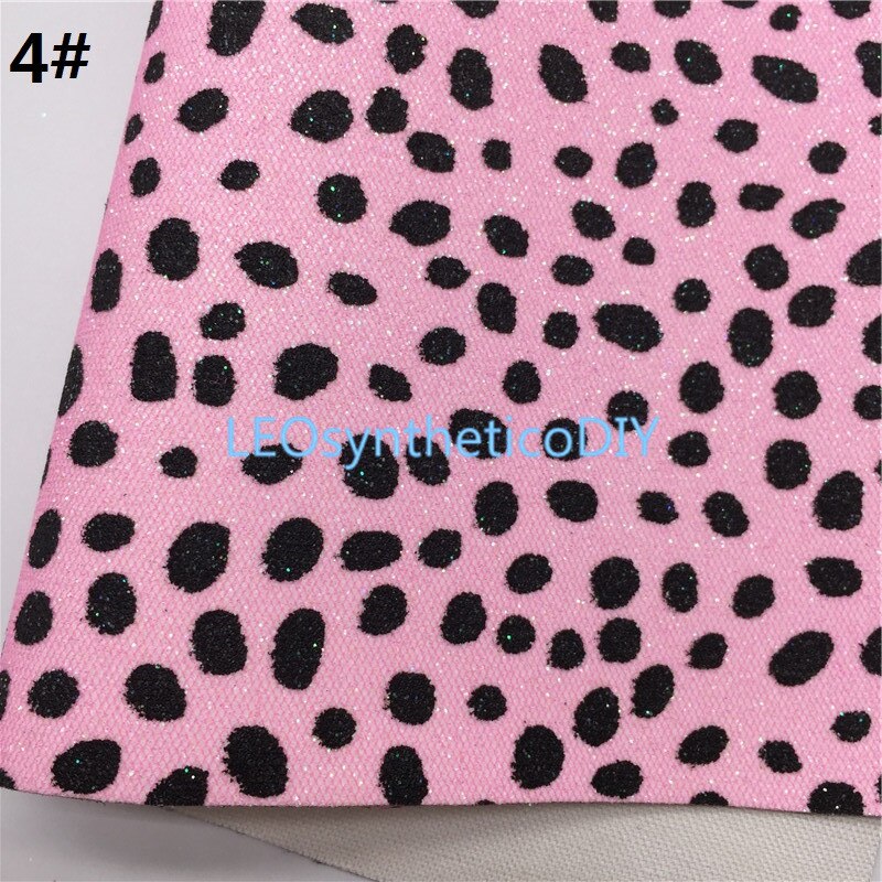 1PC 21X29CM Glitter Fabirc, Dots Printed Glitter Leather Sheets For Making Bows LEOsyntheticoDIY T433A: 4