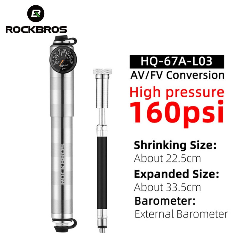 ROCKBROS Mini Tragbare Fahrrad Pumpe Licht Aluminium Legierung MTB Fahrrad Luftpumpe Reifen Inflator Schrader Presta Ventil Radfahren Pumpen