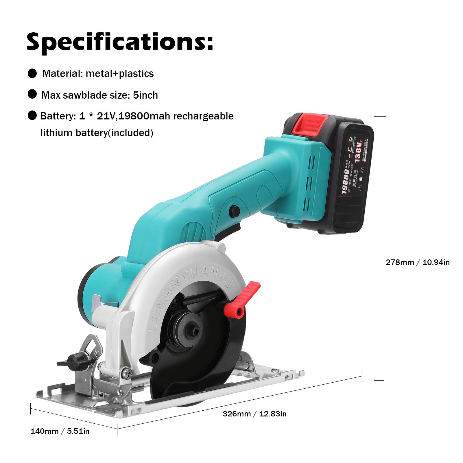 5inch 138VF Electric Circular Saw High Power Lithium Battery Woodworking Tool Wood Board Marble Cutting Machine
