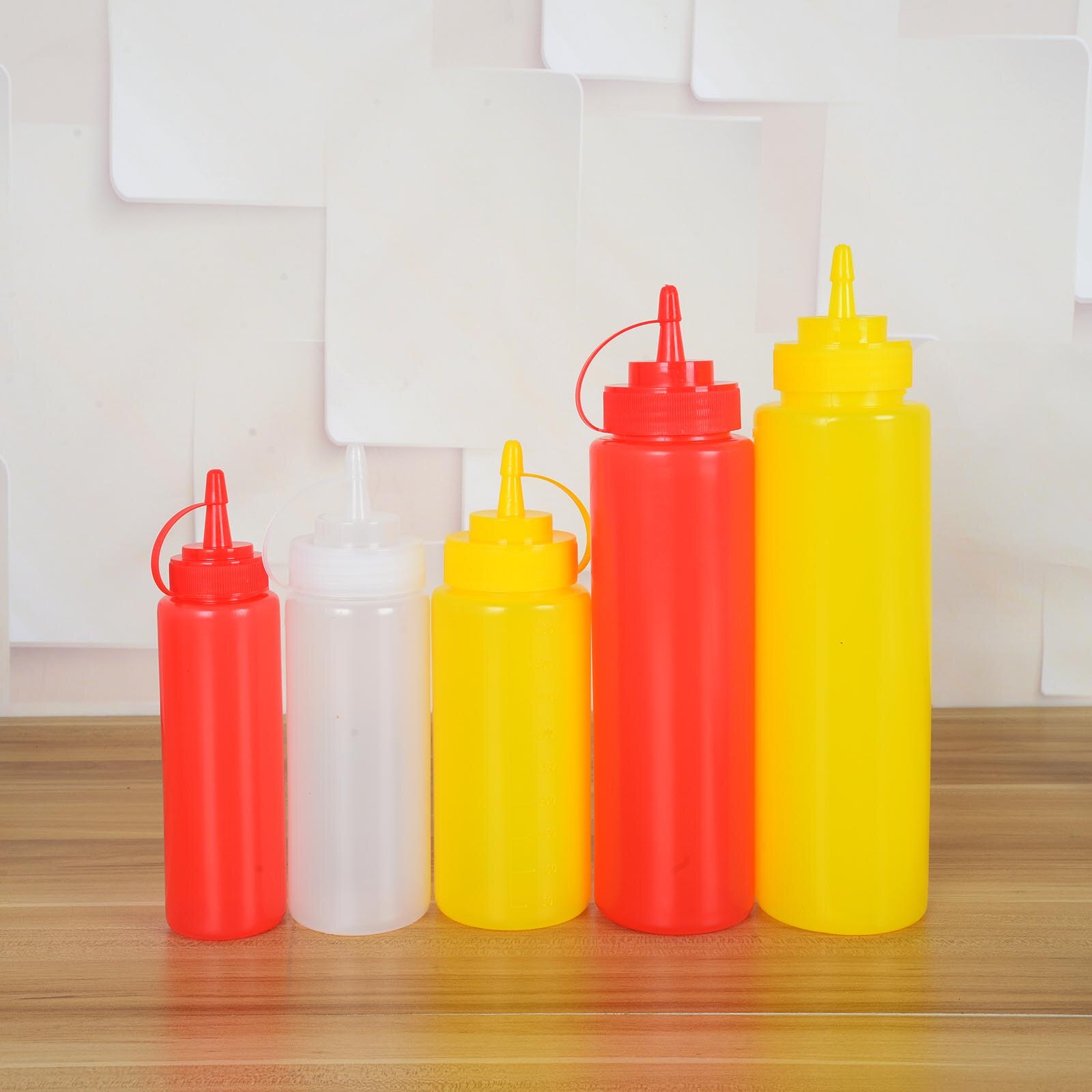 CellDeal 2Pcs Squeeze Flasche Salat Dressing Flasche Würze Spender Sauce Essig Öl Ketchup Menage Bin Tomaten Sauce Flasche