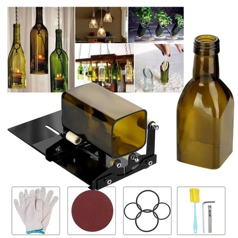 Flaske skære diy flaskeskærer maskine vinflasker og øl glas flasker skæreværktøj med tilbehør værktøjssæt