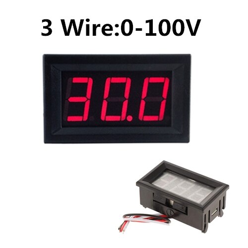 Digital Voltmeter 3 Wire DC 0V to 30V Digital Voltmeter Voltage Panel Meter For 6V 24V Electromobile Motorcycle Car 0.56 '': 3 Wire Red