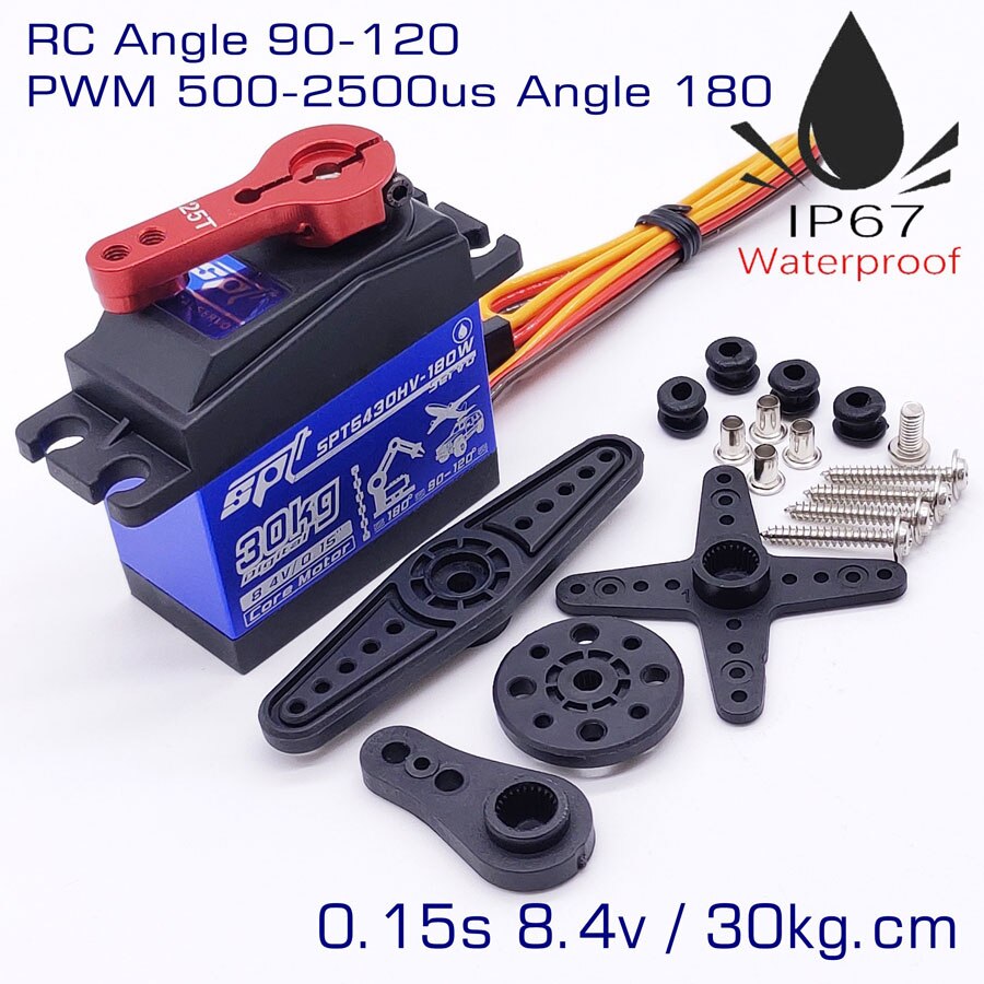 SPT 10kg 20kg 30kg 2S 8.4v Ad Alta Tensione Impermeabile Ingranaggi In Metallo Standard di Servo Digitale Per RC Crawler Auto Drift 3D Fix-Ala Robot: 5430HV-180W W.A