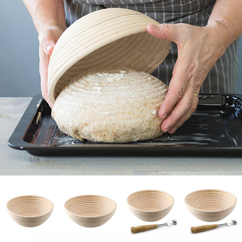 Natural Rattan Bread Proofing Basket Oval Rattan Wicker Dough Fermentation Sourdough Bread Basket With Trimming Knife
