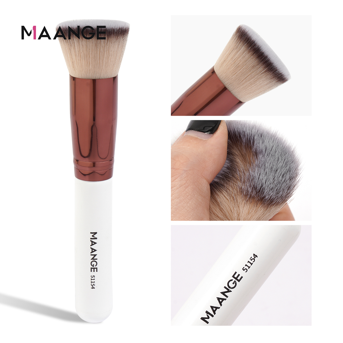 MAANGE-brochas de maquillaje con estuche, 4 piezas, base, corrector, polvo, cerdas suaves y esponjosas, juego de brochas cosméticas grandes