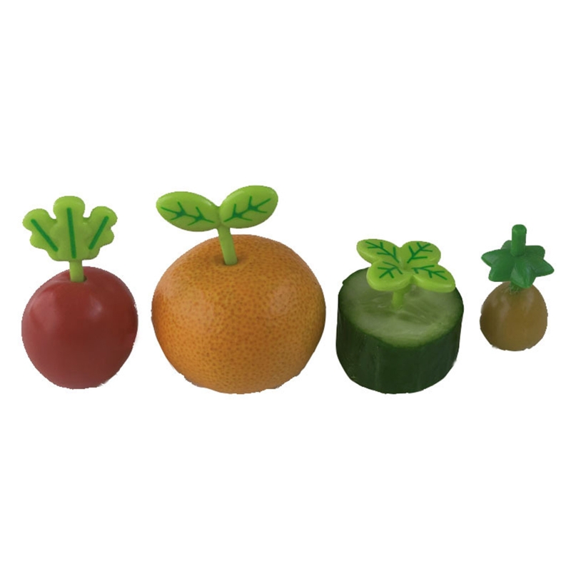 Set Van 8 Mini Vork Groene Planten Vormige Fruit Vork Snack Cake Dessert Fruit Tandenstokers Voor Keuken Partij Decoratie