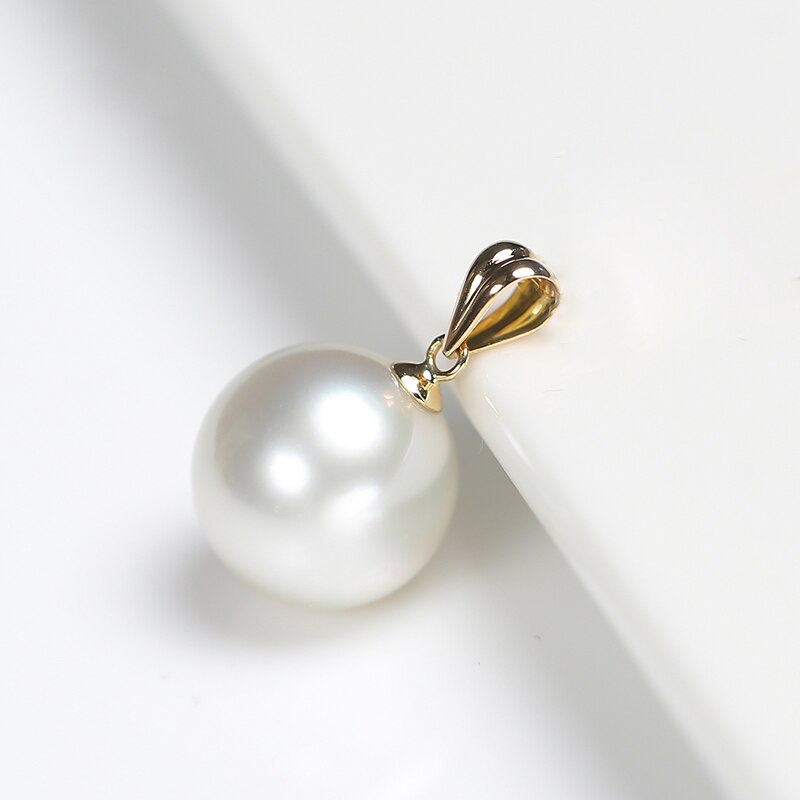 Real Big White Pearl Pendant For Women,11-12mm Natural Freshwtaer Pearl Pendant 18k Yellow Gold Chain Necklace Jewelry: pendant only