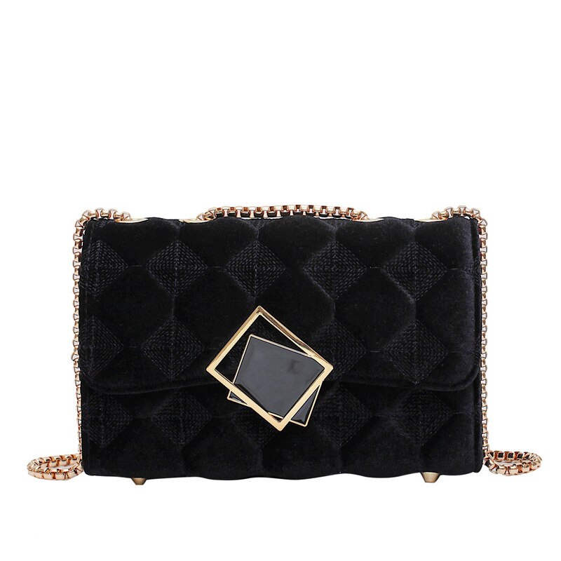 Plush Crossbody Bags For Women Small Handbags Chain Shoulder Messenger Bag Mini Purses Hand Bag: Black Messenger Bag