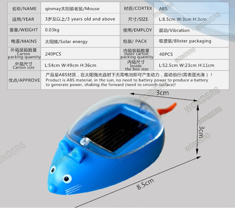 Bambini Giocattoli Solari di Alimentazione di Energia Solare mini topo Nero Insegnare Ai Bambini Divertimento gadget Regalo del Giocattolo per Bambini Giocattoli A Energia Solare