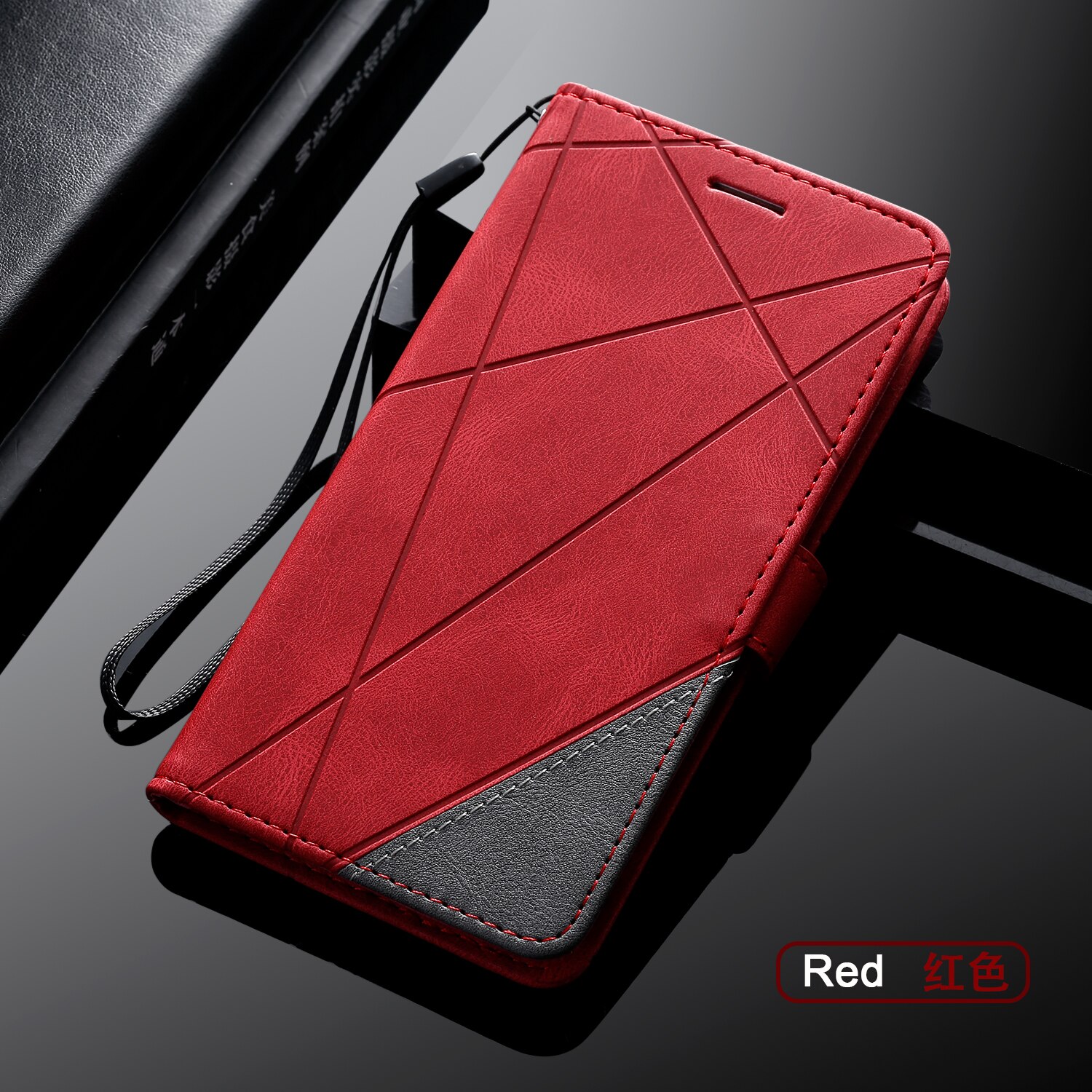 A520 Case for on Samsung Galaxy A5 SM-A520F Cover Flip Leather Cases Samsung A5 ) A520 Coque Wallet Strap Phone Covers: Red