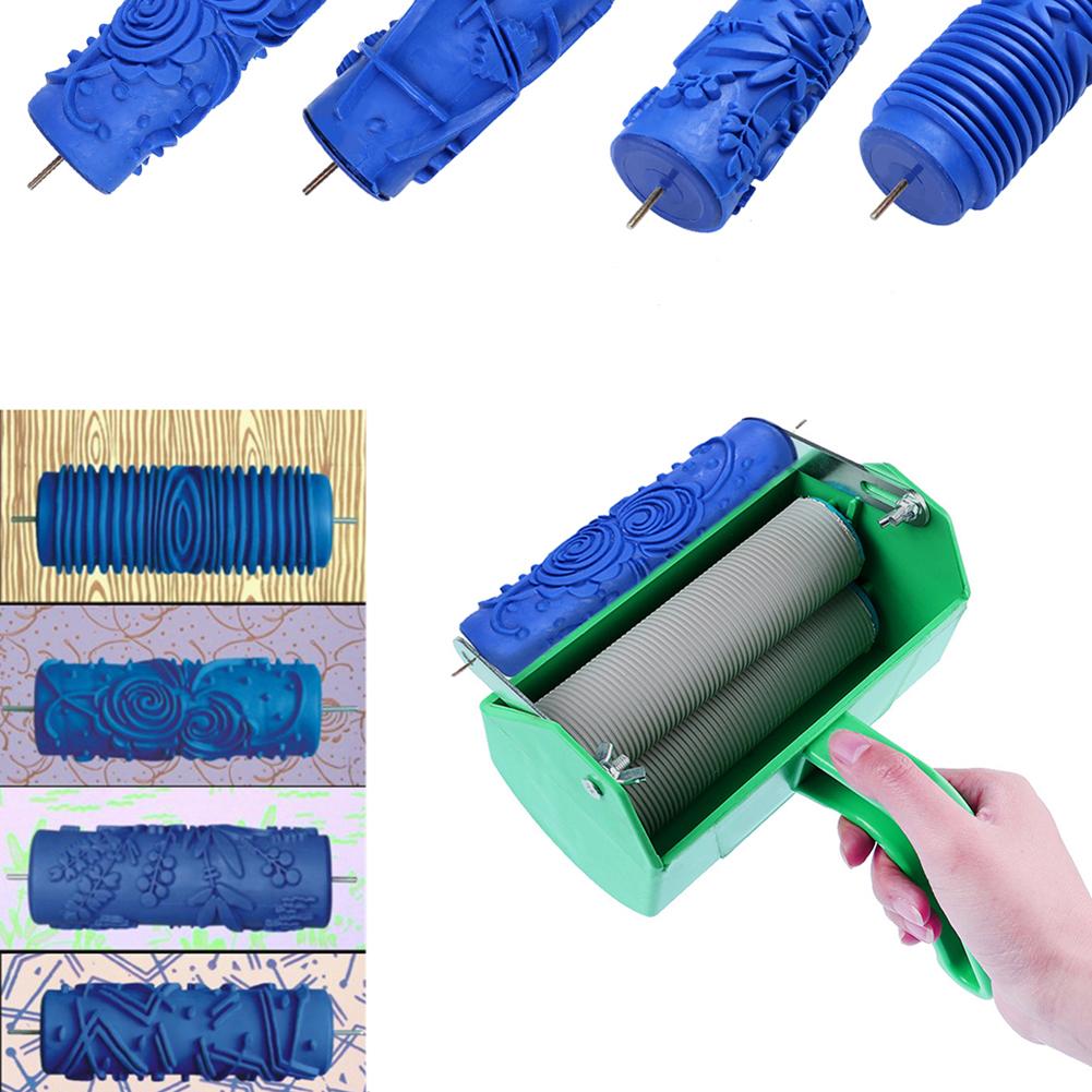 Soft Rubber Paint Roller Iron Pattern Painting Rollers Brush Wall Art Decoration Embossing Tool DIY Paint Wall Roller Brush