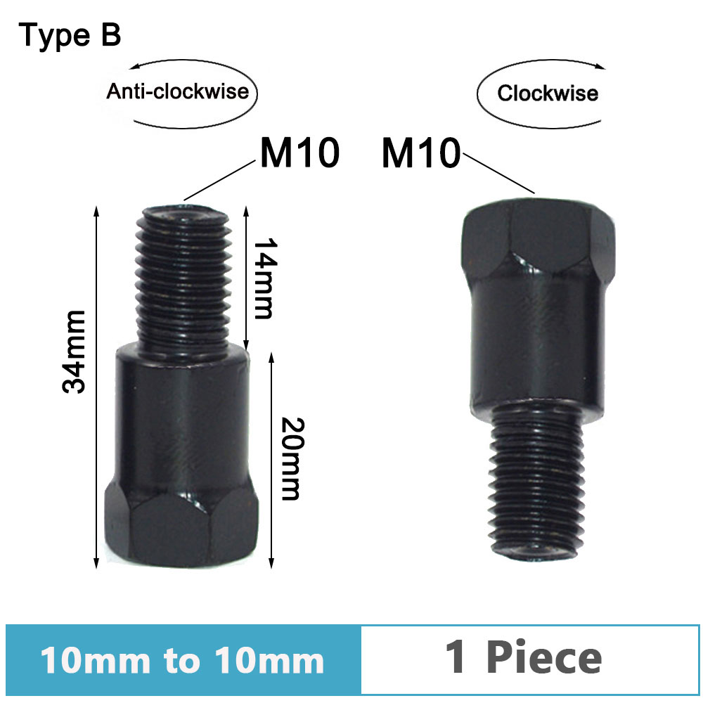 1pc adaptadores de espelho da motocicleta m10 10mm m8 8mm preto prata aço metal parafuso adaptador espelhos retrovisores conversão parafuso rosca: Cinza escuro