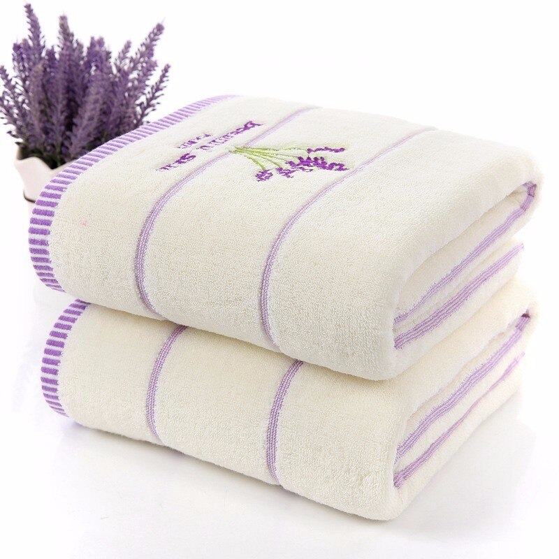 Lavendel Paars Witte Katoenen handdoek set serviette de bain 1 pc badhanddoek 1 pc gezicht handdoek Voor volwassenen/Kind 2 stks/set