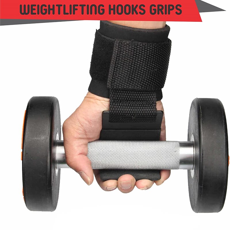 Weightlifting Hooks Grips Gym Fitness Heavy Duty Wrist Wraps Support Dumbbell Power Workout Weight Lifting Hook Glove W/ Coating