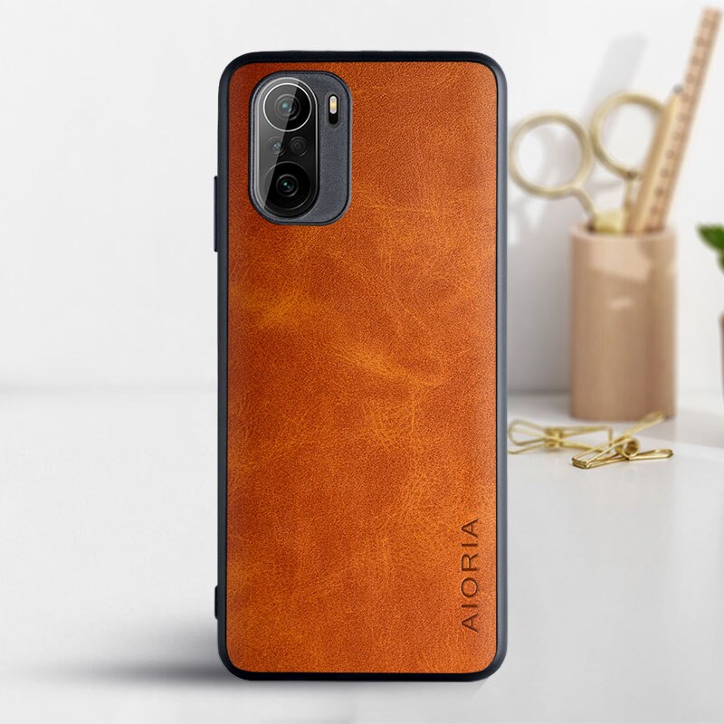 Case Voor Xiaomi Poco F3 Nfc 5G Funda Luxe Vintage Leather Skin Tpu Pc Cover Coque Voor Xiaomi Poco f3 Case Capa: orange