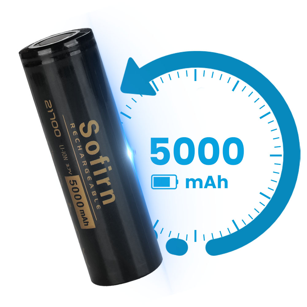Sofirn 21700 5000 mah oppladbart flatt batteri med høy effekt og utlading, 3.7v litium-ion , 21700 celler,  sm11 lommelykt, gi bort