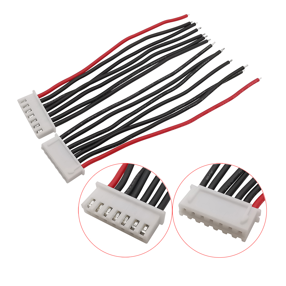 Conector JST XH de 5/10 piezas, 1S, 2S, 3S, 4S, 5S, 6S, 7S, cargador de batería LiPo, Cable balanceador de 10cm, 15cm, 20cm, cables de silicona 22AWG: 6S 7Pin / 10Pcs / 20CM