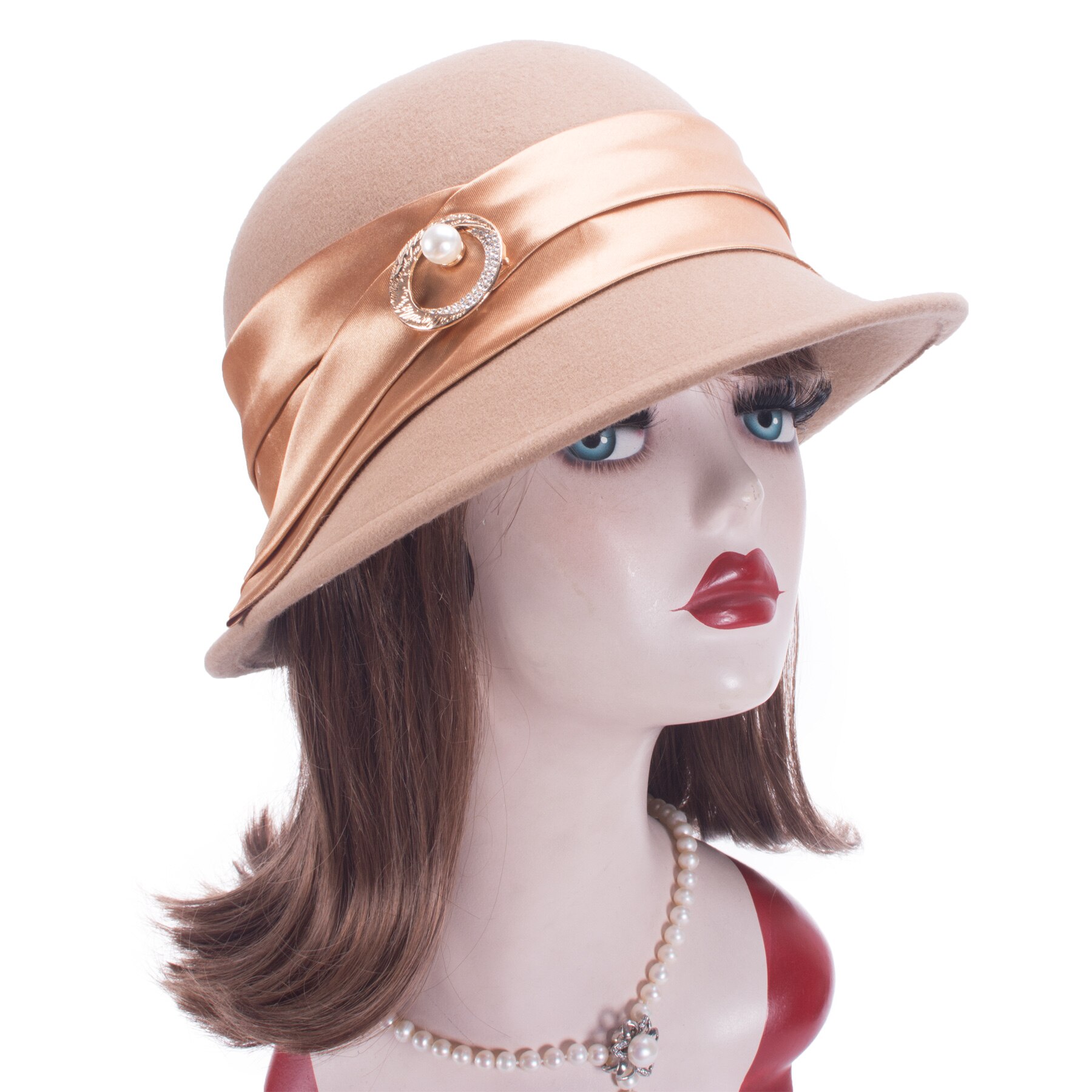 Lawliet Up Turn Womens Downton Abbey Style Cloche Bucket Wool Felt Winter Hat T406