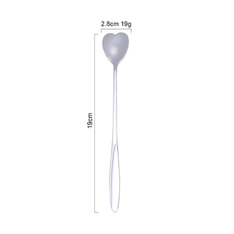1Pcs Silver/Gold Long Handle Drink Tableware Vintage Teaspoons Mixing Spoon Kitchen Accessories 410 Stainless Steel: silver love