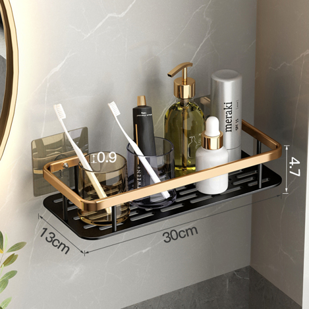 Badeværelseshylder borefri hjørnehylde brusekabine opbevaringsstativ shampooholder toiletorganiser badeværelsestilbehør sæt: Gyldne standard